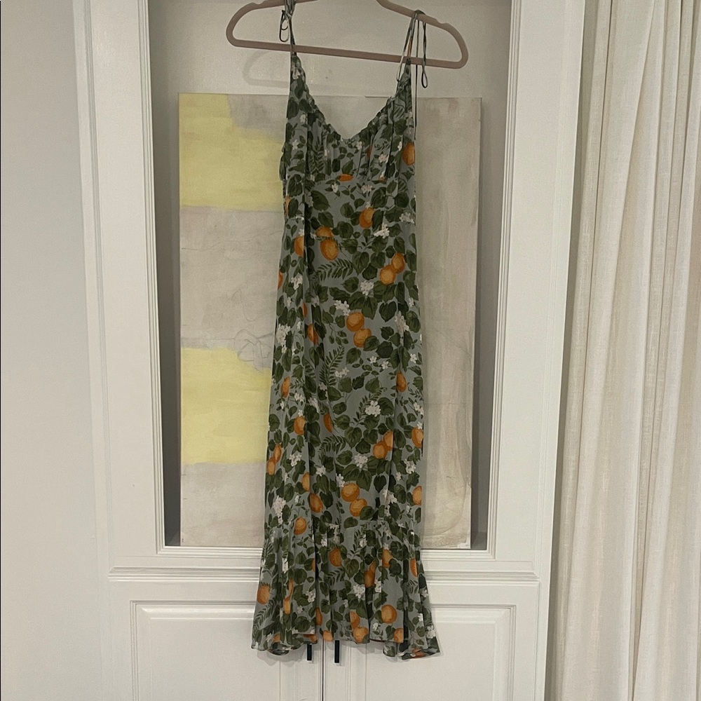 Reformation Embry Orange Grove Midi dress size 8
